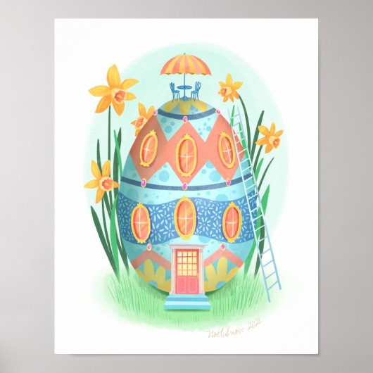 Easter Egg Cottage Art Print (Voorkant)