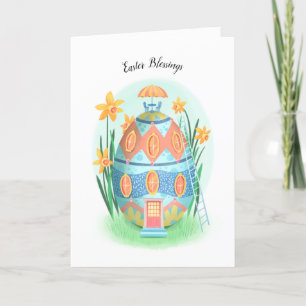 Easter Egg Cottage Easter Blessing Kaart