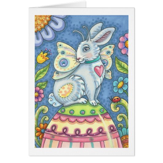EASTER EGG FAIRY, BUNNY RABBIT GREETING CARTE VERS (Devant)