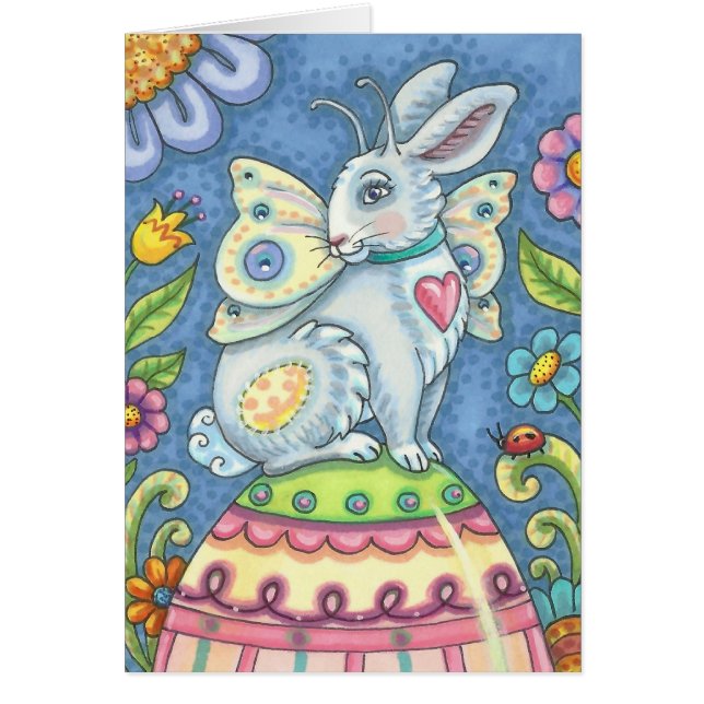 EASTER EGG FAIRY, RABBIT NOTE CARTE Vide (Devant)