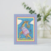 EASTER EGG GIRAFFE & TULIPS, CARTE POSTALE PRINTEM (Debout devant)
