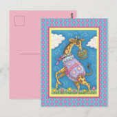 EASTER EGG GIRAFFE & TULIPS, CARTE POSTALE PRINTEM (Devant / Derrière)
