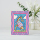 EASTER EGG GIRAFFE & TULIPS, CARTE POSTALE PRINTEM (Debout devant)