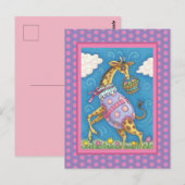 EASTER EGG GIRAFFE & TULIPS, CARTE POSTALE PRINTEM (Devant / Derrière)