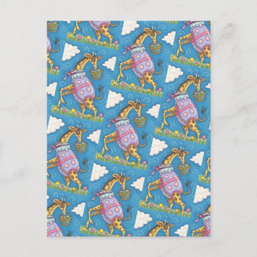 EASTER EGG GIRAFFE & TULIPS, CARTE POSTALE PRINTEM (Devant)