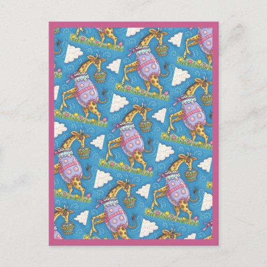 EASTER EGG GIRAFFE & TULIPS, CARTE POSTALE PRINTEM (Devant)