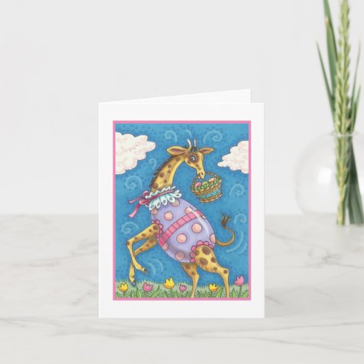 EASTER EGG GIRAFFE & TULIPS PRINTEMPS CARTE DE REM (Devant)