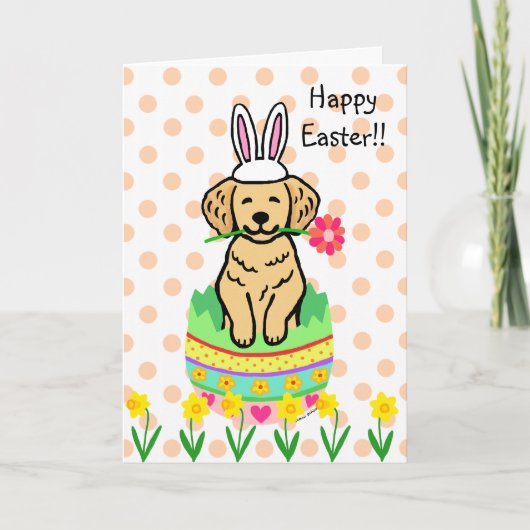Easter Egg Golden Retriever Cartoon Feestdagen Kaart (Voorkant)