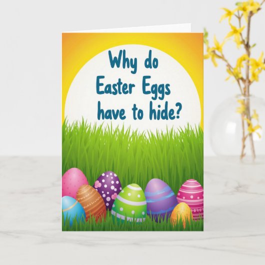 Easter Egg Hide Seek Query Card Kaart (Gele Bloem)