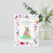 Easter Egg Hunt en Brunch Bunny Boho Floral Uitnodiging Briefkaart (Staand voorkant)