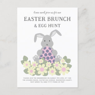 Easter Egg Hunt en Brunch Bunny Floral Uitnodiging Briefkaart