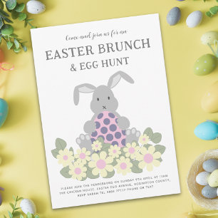 Easter Egg Hunt en Brunch Bunny Floral Uitnodiging Briefkaart