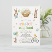 Easter Egg Hunt Invitation - Cute Bunny Watercolor (Debout devant)
