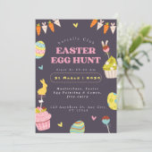 Easter Egg Hunt Invitation, Easter Bunny Invit Kaart (Staand voorkant)