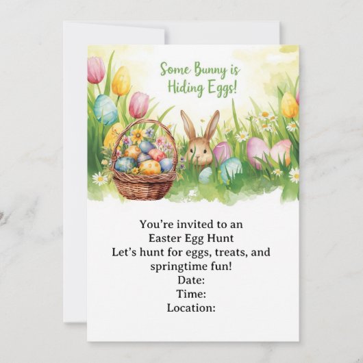 Easter Egg Hunt Invitation – Spring Easter Party Kaart (Voorkant)