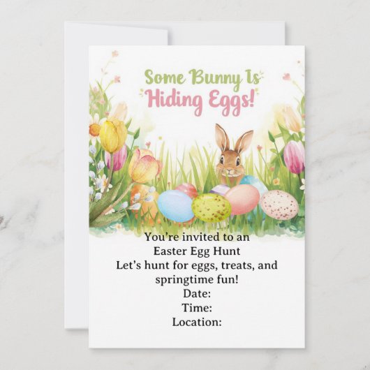 Easter Egg Hunt Invitation – Spring Easter Party Kaart (Voorkant)