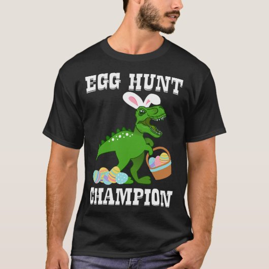 Easter EGG HUNT KAMPIOEN T Rex Dinosaur Bunny Funn T-shirt (Voorkant)