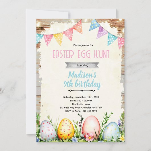 Easter egg Hunt party Invitation (Devant)