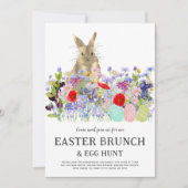 Easter Egg Hunt Spring Brunch Cute Bunny Floral Kaart (Voorkant)