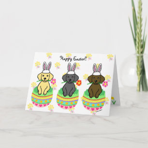 Easter Egg Lab Puppies Cartoon Feestdagen Kaart