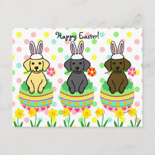 Easter Egg Lab Puppies Cartoon Feestdagenkaart