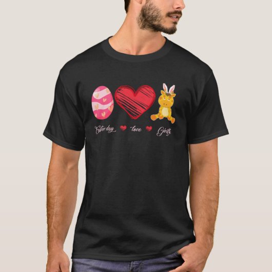 Easter Egg Love Giraffe Bunny Animal Pet  Day T-shirt (Voorkant)