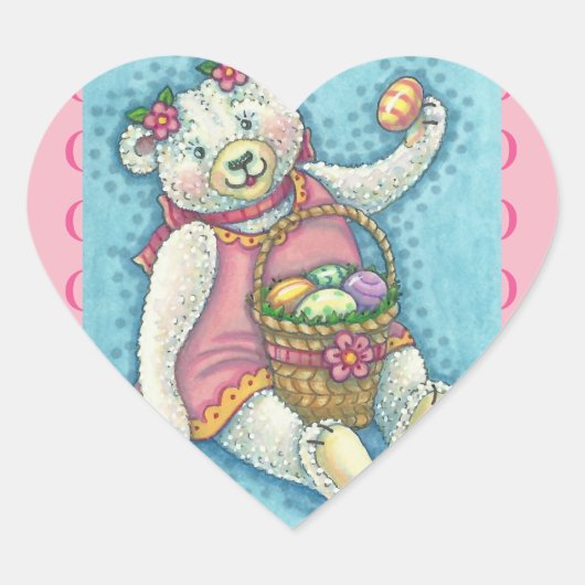 EASTER EGG TEDDY BEAR STICKERS Feuille, Coeur (Devant)