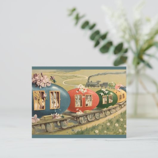  easter egg train briefkaart (Staand voorkant)