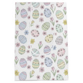 Easter Eggs and Flowers Pastel Colors Medium Cadeauzakje (Achterkant)