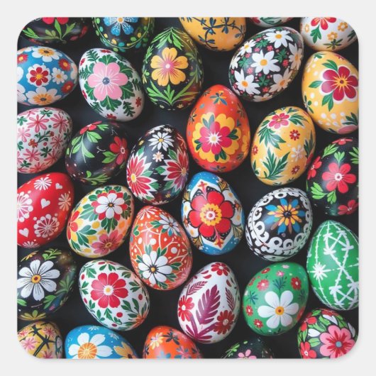 Easter Eggs of Painted Spring Vierkante Sticker (Voorkant)