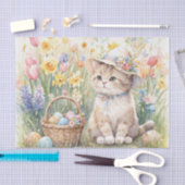 Easter Eggs Tulips and Cute Cat  Tissuepapier (Craft)