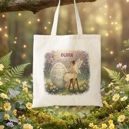 Easter Fairy Painting Egg Spring Name Tote Bag