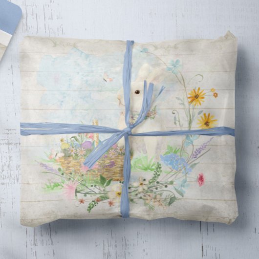 Easter Floral Bunny Eggs Basket Spring Decoupage T Tissuepapier