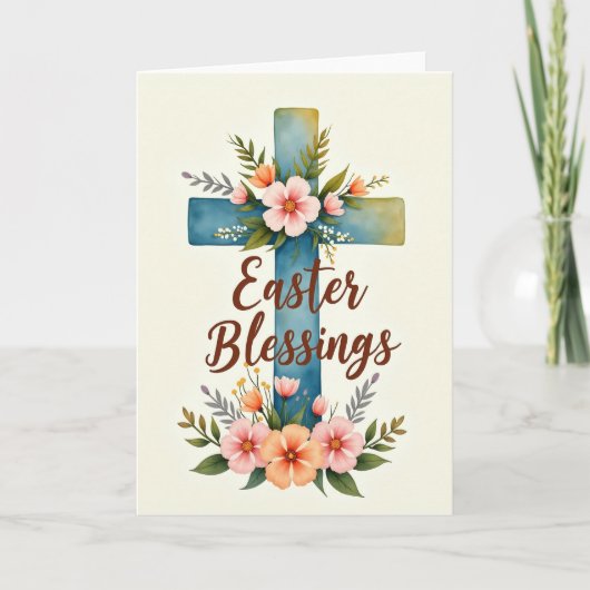 Easter Floral Cross Card Kaart (Voorkant)