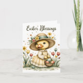 Easter, Floral Duck Greeting & Note Card (Devant)