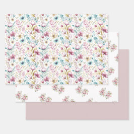 Easter Floral Garden Wrapping Paper Set 