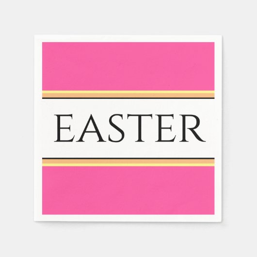 EASTER Fun Heldere  Roze Wit Gele Strepen Servet (Voorkant)