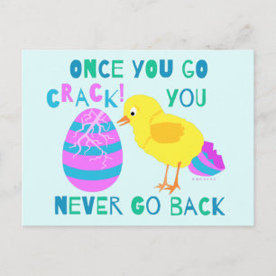 Easter Funny Chick Egg Crack Cartoon Humor Feestdagenkaart