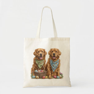 Easter Golden Retriever Dogs Paasmand Tote Bag