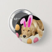 Easter Golden Retriever Ronde Button 5,7 Cm (Voorkant /achterkant)