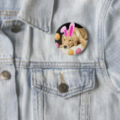 Easter Golden Retriever Ronde Button 5,7 Cm (In situ)