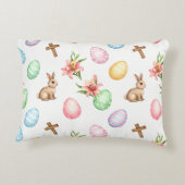 Easter Grace – Seamless Pastel Bunny & Cross Patte Accent Kussen (Achterkant)