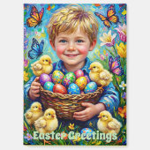 ~ EASTER GREETINGS ~ Child Chicks Eggs ~  Magnet (Recto)