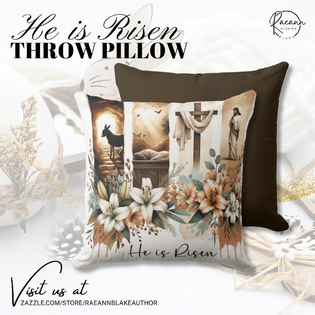 Easter "He is Risen" Throw Pillow Kussen (Creator heeft geüpload)