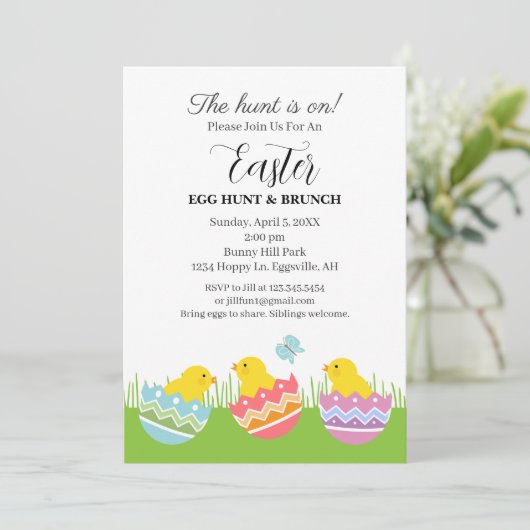 Easter Invitation Chicks with eggs cute  (Debout devant)