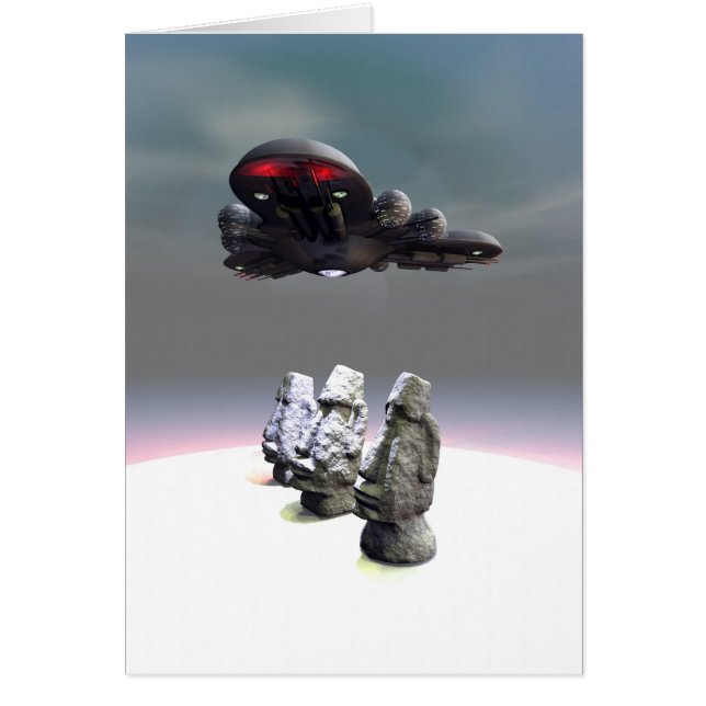 Easter Island Heads and UFO Card (Devant)