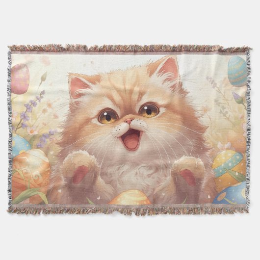 “Easter Joy Persian Kitty – Throw Blanket" Deken (Voorkant)