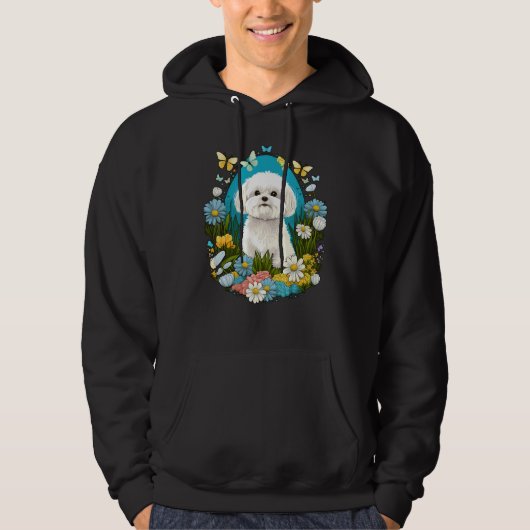 Easter Maltese dog Bunny Eggs Dog on Easter Maltes Hoodie (Voorkant)