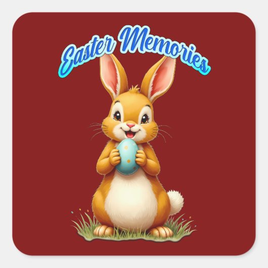 Easter Memories – Cute Bunny - Autocolante Vierkante Sticker (Voorkant)