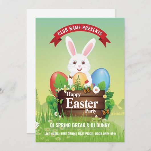 Easter Party Invitation Flyer (Devant / Derrière)